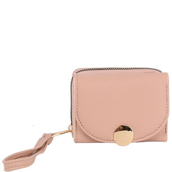 DIONA J WOMEN FASHION SMOOTH SOLID HAND STRAP ZIPPER WALLET COLOR BEIGE - Picture 1 of 3